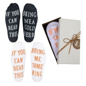 2 Pair Funny Wine Gifts for Men w/ Funny Sayings IF YOU CAN READ THIS beer xmas